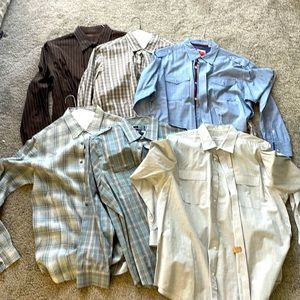 Bundle of 6 Blue/Grey/Brown Men’s Career Button Down Shirts